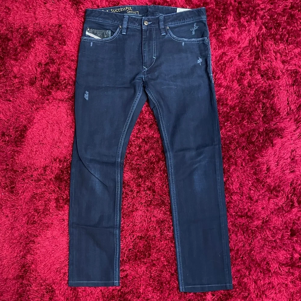 Diesel Thanaz Slim Skinny Blue Jeans 32 x 32 Light 0601K - Picture 3 of 13
